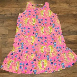 Lilly Pulitzer Pink Girls Tiger Print Swing Dress Size XL 12-14